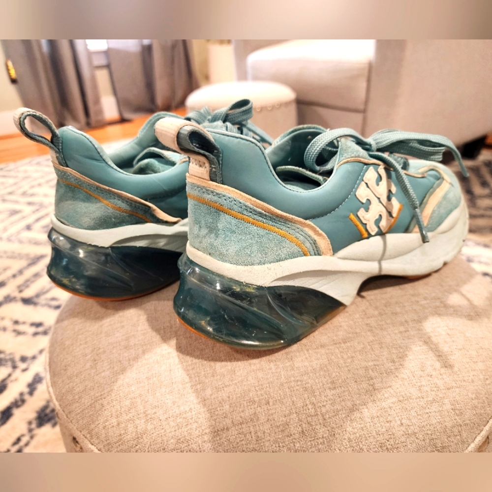 Tory Burch Blue and Cream Athletic Shoes with Mesh Design